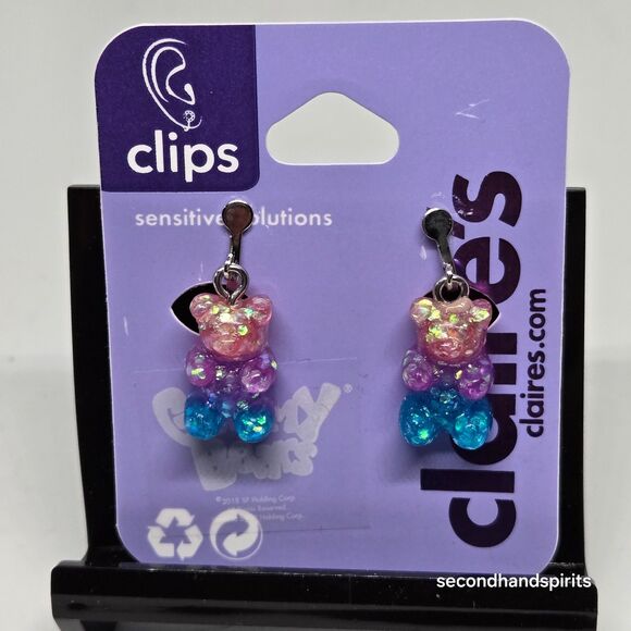 Claire's Gummy Bears CLIP ON Earrings Bear is 1/2" long - Picture 1 of 2